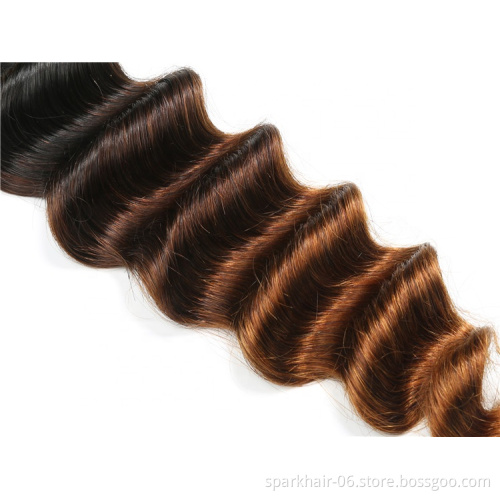 10A Virgin Human Hair Loose Deep 3 Bundles Wholesale Price Ombre Deep Curly 1B/4/30 Remy Brazilian Hair Weave Extensions